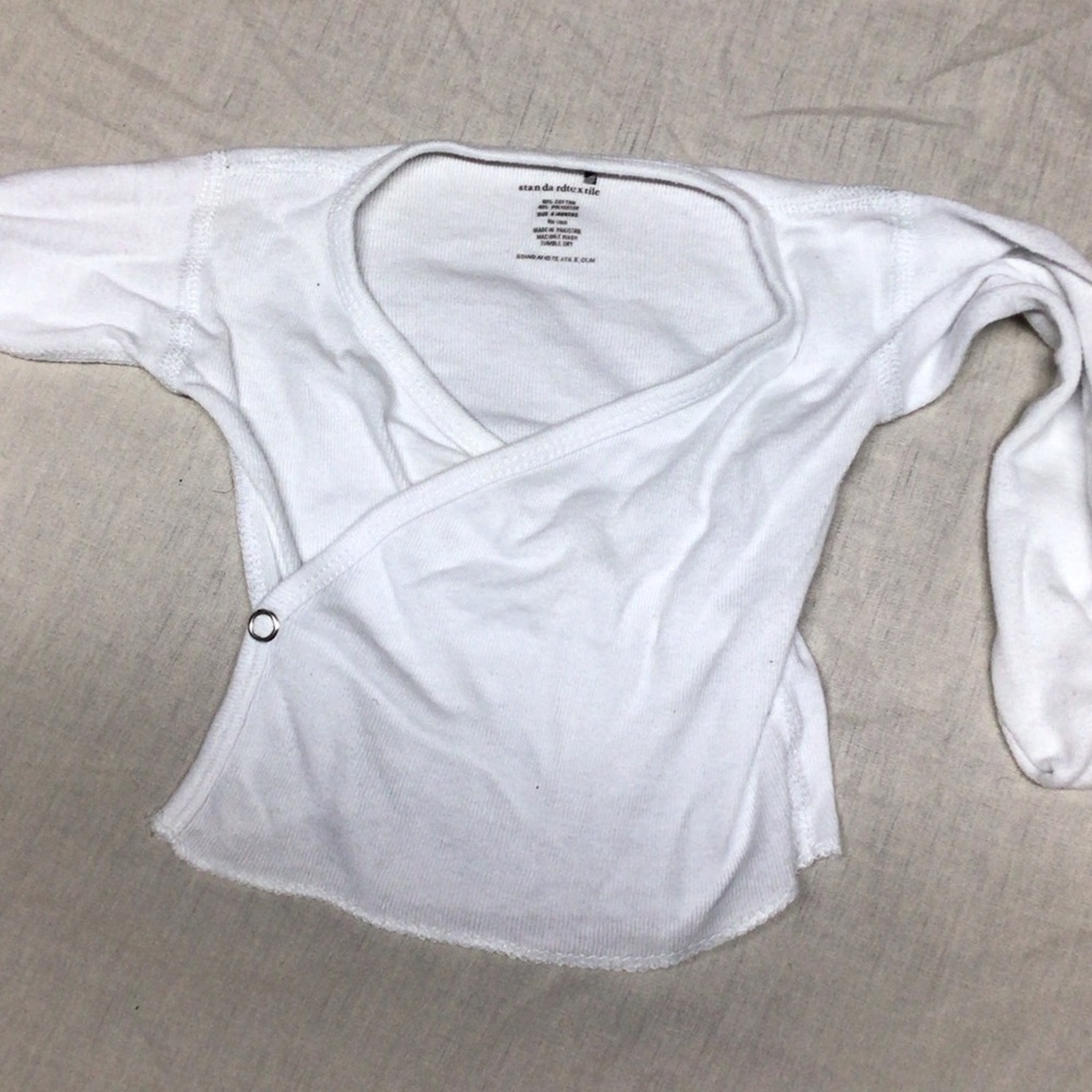 White Long Sleeve Kids Wrap Top      lot of 3